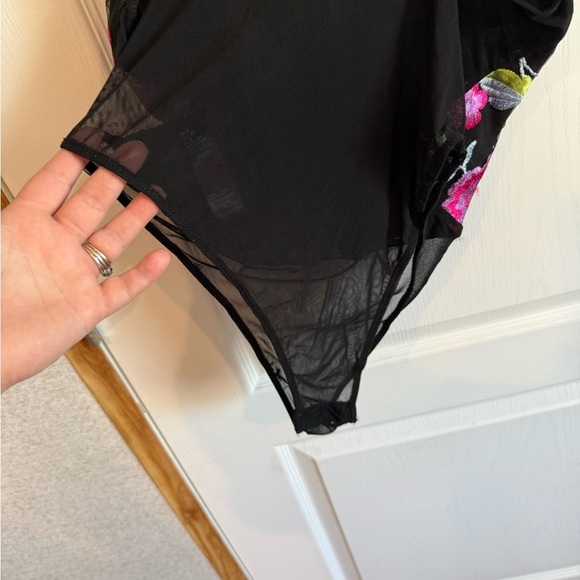 Topshop Black Bodysuit with Floral Embroidery - Picture 4 of 5